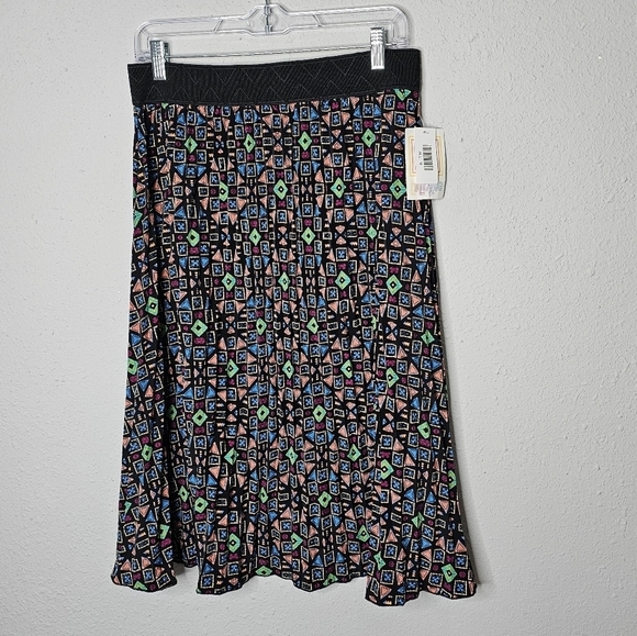 Lularoe Jill Pleated Accordion Skirt Geometric Black Multicolor Size M Medium - Picture 1 of 7